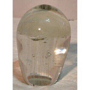 Jellyfish Hand Blown Art Glass Clear White Paperwight 5"